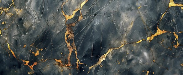 Fototapeta premium Black marble, black and yellow marble texture