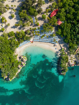 Aerial view of turquoise coast of Labadee, Cap-Haitien, Haiti.