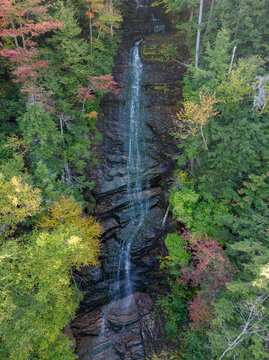 Aerial view of Lye Brook Falls, Manchester Center, Vermont, United States.
