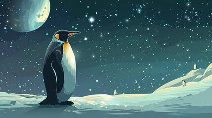 Penguin in the Arctic. World Penguin Day. Illustration