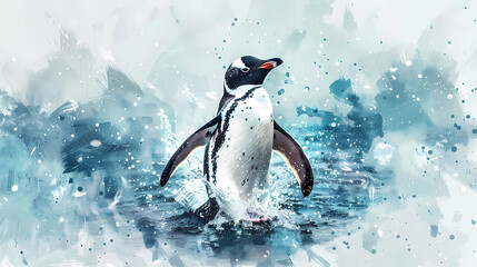 Penguin in the Arctic. World Penguin Day. Illustration