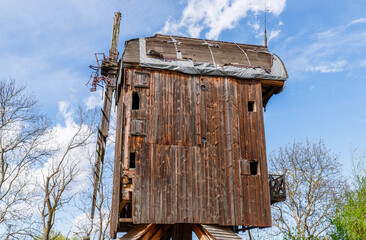 An old wooden windmill in Drewnica