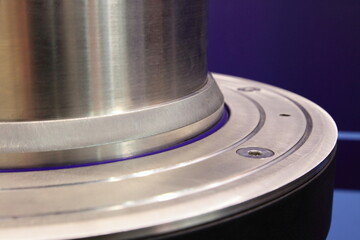 Modern hydraulic traffic blocker bollard cylinder base closeup