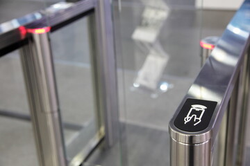 Modern turnstile with Pass card place - visitors people control tourniquet