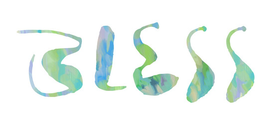 BLESS- The word BLESS with a digital Pastel colored painting in the letters BLESS - Transparent PNG Text, Word, letters, color, colorful, pastel