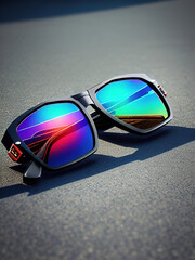 trendy sunglasses shimmering in different colors, AI-generated