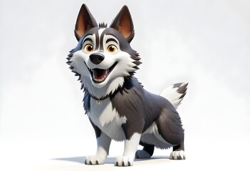 Lassie , Balto , Hachiko ,siberian husky, Funny Dogs Orange and white happy cartoon dog standing against a plain white background