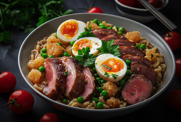 Fototapeta premium Japanese noodle dishes soy sauce ramen