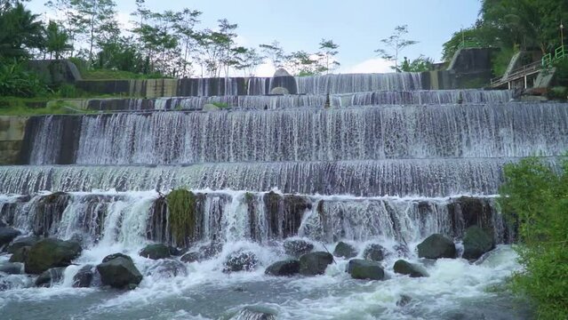 Large sabo dam with a six-level dam and is now fed by clear river water from the foot of the mountain. Sabo Dam functions to stem the flow of cold lava when the volcano erupts