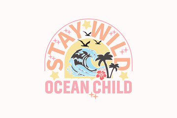 Vintage Summer Beach EPS T-shirt Design. Summer T-shirt