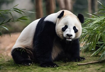 A Giant Panda in the woods