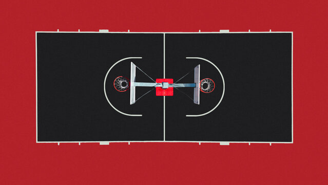 Aerial view of empty basketball playgrounds, Split, Split-Dalmatia, Croatia.