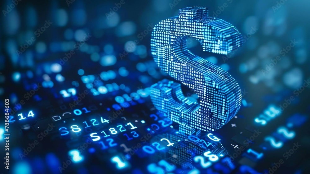 Poster digital blue dollar 