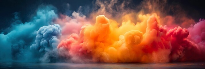 Abstract fiery, icy smoke waves engulf the scene in a mesmerizing dance, perfect for creative web banner backgrounds