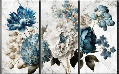 Abstract oil painting Marble background with flower designs, wall decoration, panel wall, art Painting,