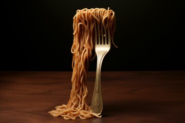 Saucy Spaghetti fork food. Tomato noodle. Generate AI