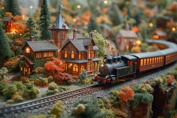 A train enthusiast's detailed model train layout, complete with miniature towns and landscapes