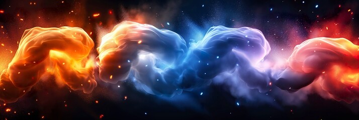 abstract dance of fiery smoke and icy waves makes for an entrancing creative web banner or background