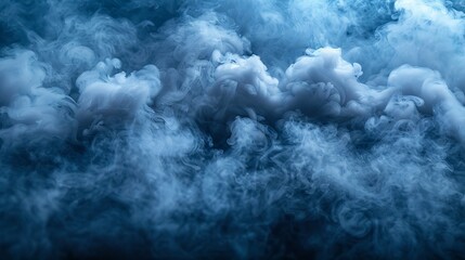   A significant volume of smoke is depicted against the backdrop of both dark and light blue hues in the image