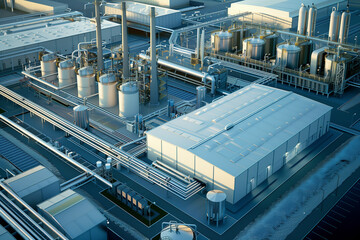 Fototapeta premium Chemical Plant Factory Industrial Oil Petroleum Refinery