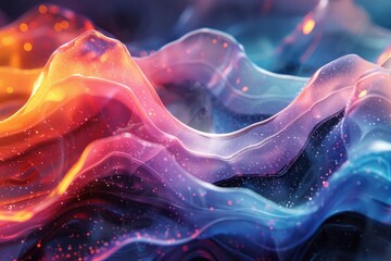 Abstract 3d luxury premium background, colorful flowing curved waves, golden accent, lighting effect - 788691865