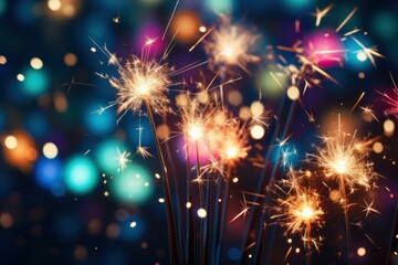 Dazzling Sparkler colorful newyear. Flare energy. Generate Ai