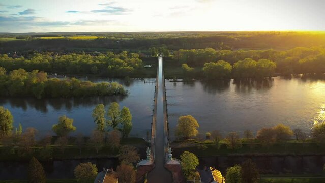 Aerial View over Briare Canals, Puisaye, North-Central France