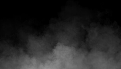 Naklejka premium Abstract smoke misty fog on isolated black background. Texture overlays. Design element.