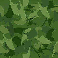 Camouflage seamless pattern Abstract vector illustration for printing on cloth, textile, Wallpaper, paper, wrapper. Different shades of green colour Background in military style