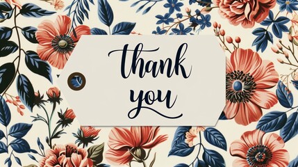 Simple Floral Thank You Gift Tag Design Generative AI