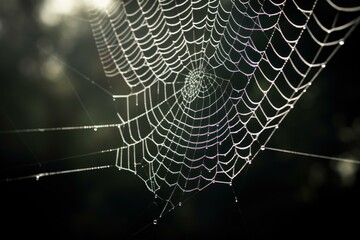 Ethereal Spider web background. Silk macro. Generate Ai