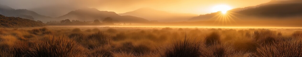 Fototapeta premium Sunrise over Golden Grasslands