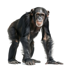 Chimpanzee on Four Limbs with White Background