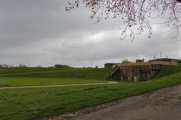 Fortifications and bunkers from the Napoleonic era in the Dutch fort known as Dirks Admiraal in Den...