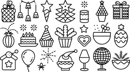 set of Holidays and Party icon, flat icon
