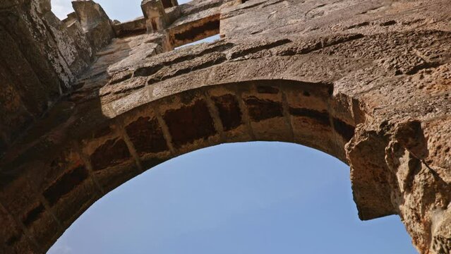 Inside the Pula Amphitheater in Croatia.