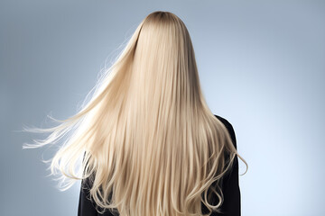Fototapeta premium back view blonde with long shiny flowing hair