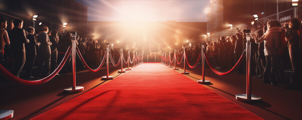 Elegant red carpet for event - obrazy, fototapety, plakaty
