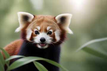 Little cute red panda in jungle