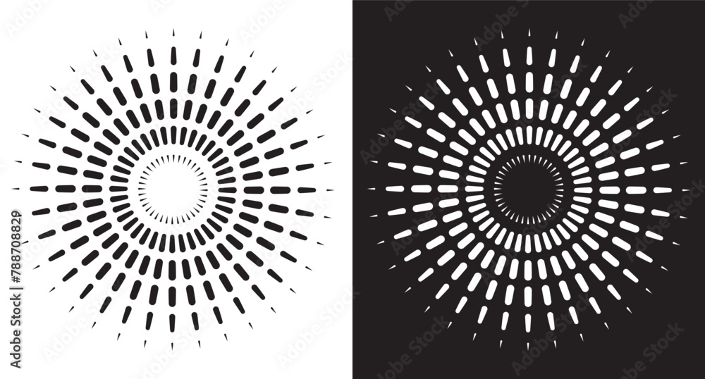 Poster sunburst element. abstract circle halftone background. half tone circle, dotted background. halftone