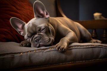 Languid Sleepy french bulldog relax. Pet animal. Generate Ai