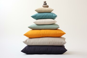 Vibrant Stack pillow cushions. Traditional ornamentation soft and natural products. Generate AI