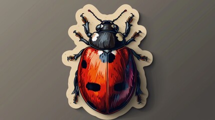 Cute Ladybug Graphic Sticker with Black Outline Generative AI