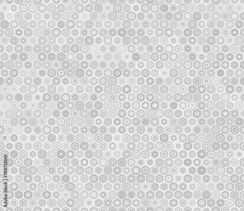 Poster hexagon grid pattern. rounded stacked hexagons mosaic cells. grey color tones. hexagon shapes. tilea