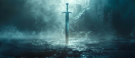 Mystical Sword in Moonlit Haze - Digital Artistry. Concept Fantasy, Digital Art, Sword, Moonlit, Mystical