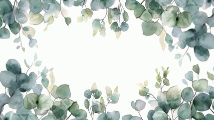 Eucalyptus Watercolor Illustration for Wedding Stationery Generative AI