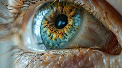 An anatomically accurate medical eye model showcases the inner workings of the eye, from the len - obrazy, fototapety, plakaty