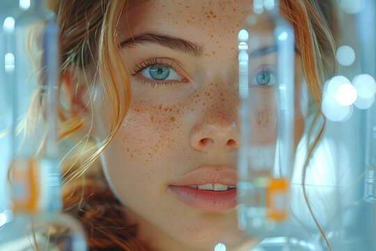 A woman undergoing allergen immunotherapy to desensitize her immune system and reduce her allergic reactions over time. Concept of allergy desensitization treatment. Generative Ai.