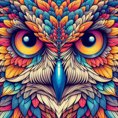 Colorful bird head illustration