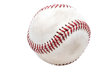 Used White Baseball with Red Stitching - Isolated on White Transparent Background, PNG
